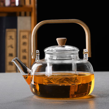 Household electric ceramic stove tea kettle large capacity teapot bamboo handle lifting beam glass flower teapot in stock wholesale