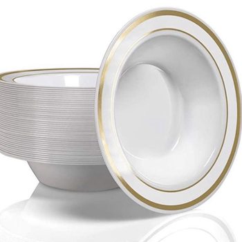 Heten Manufacturer Wholesale Ps Hard Plastic Hot Stamping Large Bowl Ramen Dumpling Soup Bowl Disposable Plastic Deep Bowl Deep Plate