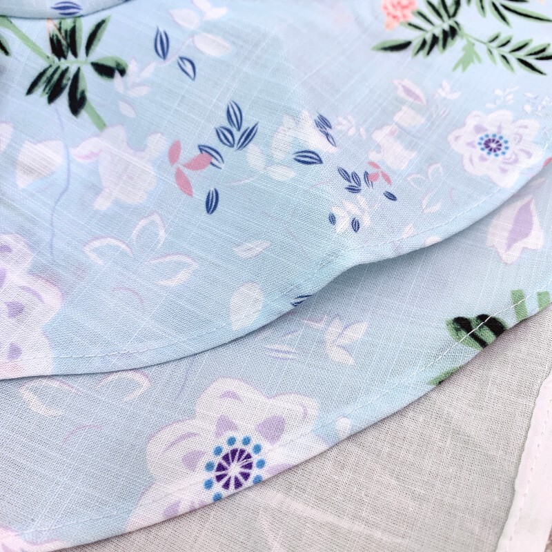 Đầm linen in hoa phong cách Pháp cổ vuông tay phồng dáng chữ A — Riviera của Nice