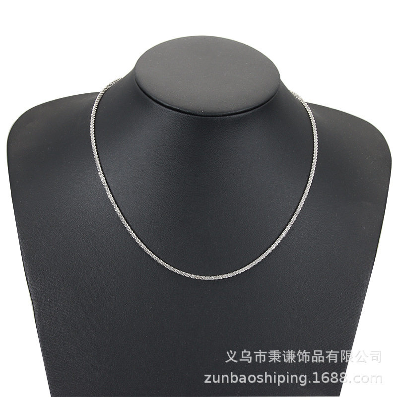 Gypsophila Necklace Women's Sparkling Super Shiny Titanium Steel Clavicle Chain Woolen Chain Men's Cauliflower Chain Gold and Silver Color Preservation