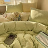 Ins blogger style solid color double spell super soft wash cotton four-piece bed sheet quilt cover student dormitory three-piece bed hat 4