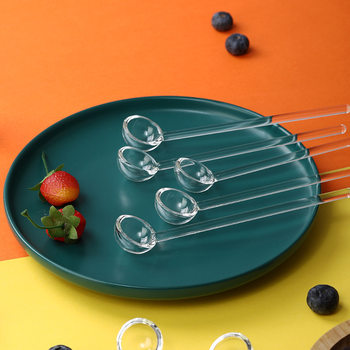 Glass spoon borosilicate transparent coffee spoon long handle stirring rod household seasoning tank milk powder spoon manufacturers wholesale