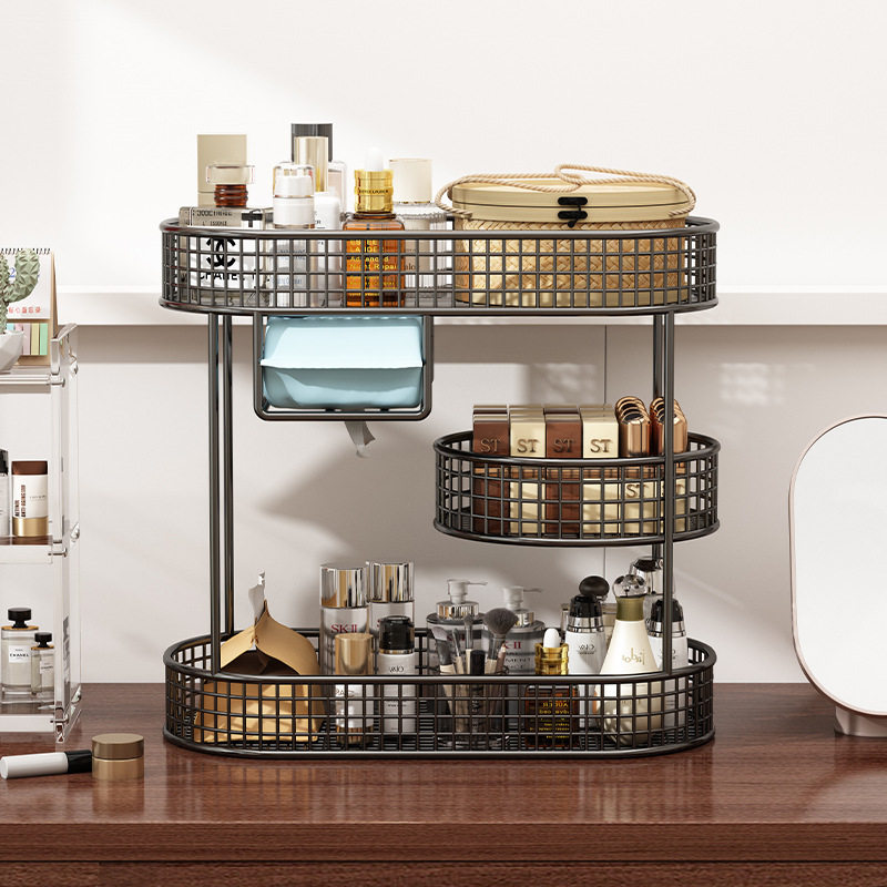 Cosmetic Storage Box Dressing Table Storage Rack Desktop Advanced Sense Toilet Washstand Dust-proof Skin Care Arrangement Cabinet