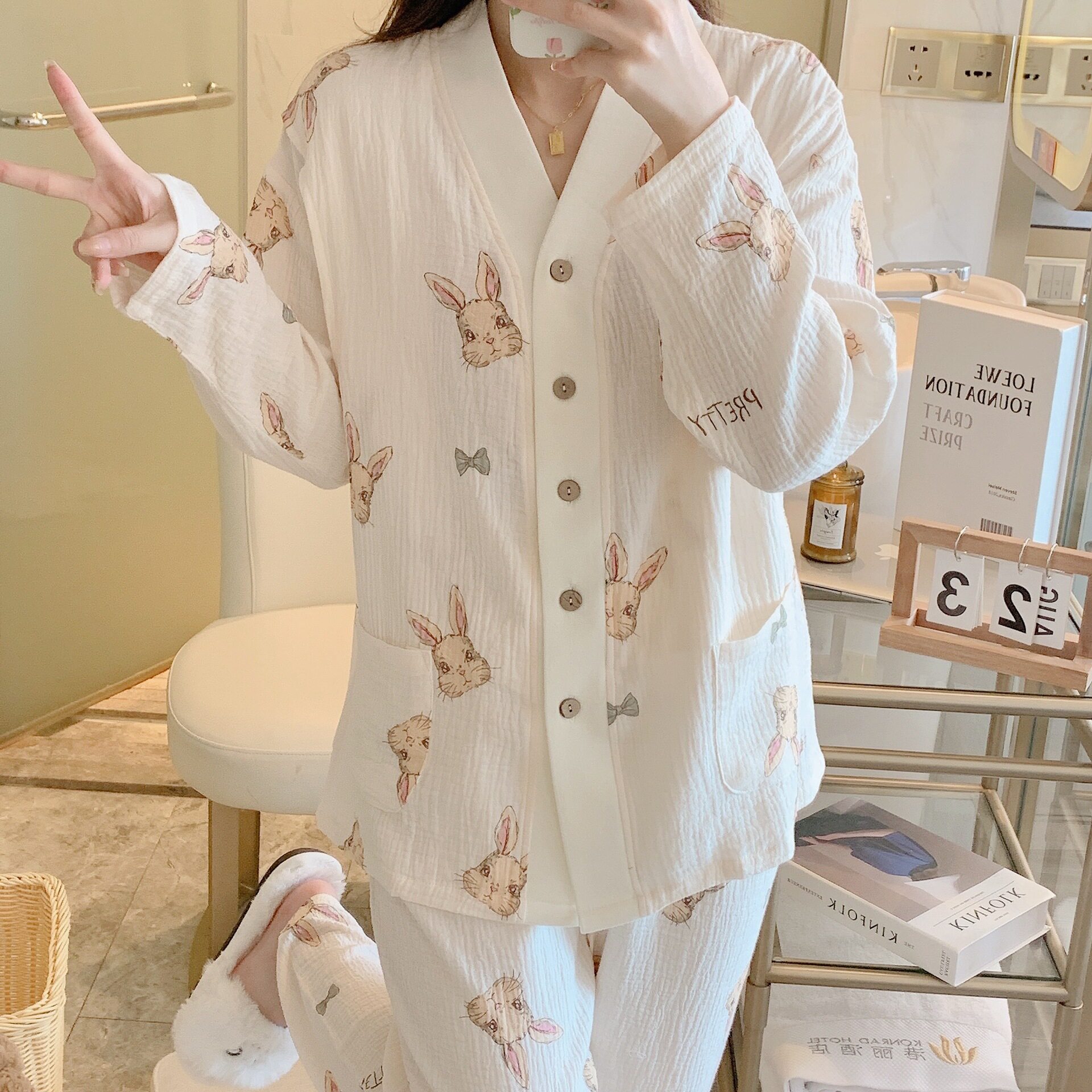 Varieties of Crepe Cloth Pregnant Women's Suit Summer Washed Cotton Thin Pregnant Women's Pajamas Postpartum Pajamas Monthly Clothes for Hair