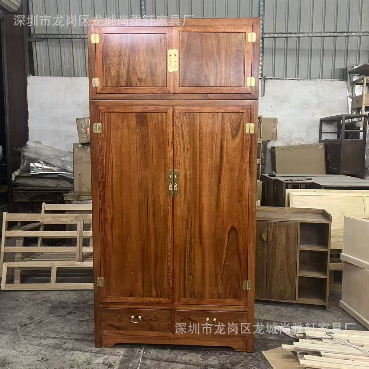 香樟木家具实木衣柜卧室收纳储藏柜现代中式仿古原木整装储物柜子
