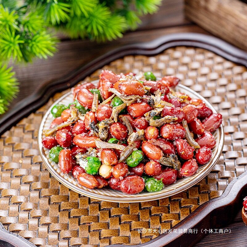 Small Fish Peanut Rio Five-spiced Fried Original Net Red Small Fish Peanut Rice Roasted Merchandiser with Wine and Vegetables Ready-to-eat in Open Bag