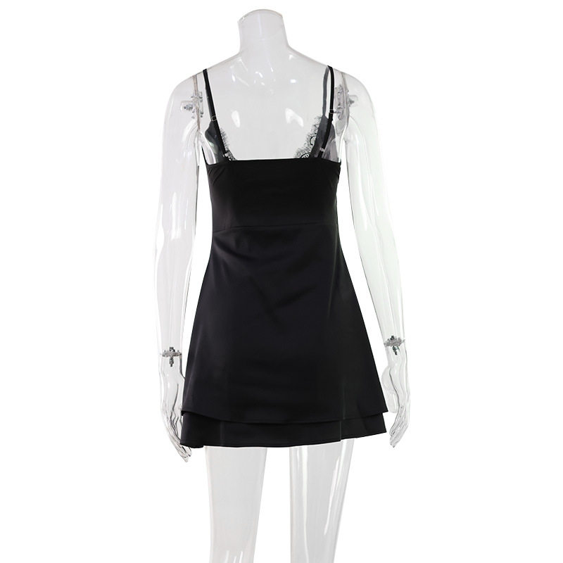 V Neck Lace Trim Satin Cami Dress Sexy Soft Fabric Short Length Homewear or Sleepwear Wholesale Available