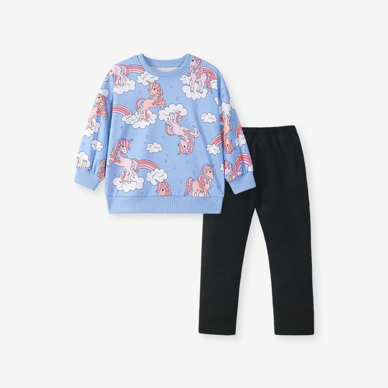 Girls' Autumn Cartoon Set, Cute Baby Girl Two-Piece Outfit