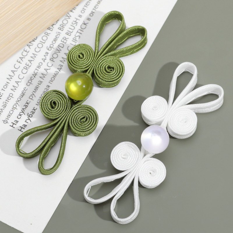 Hengmeihe Class B cheongsam jade beads rabbit ear buckle button new Chinese hand-woven button Hanfu decorative accessories