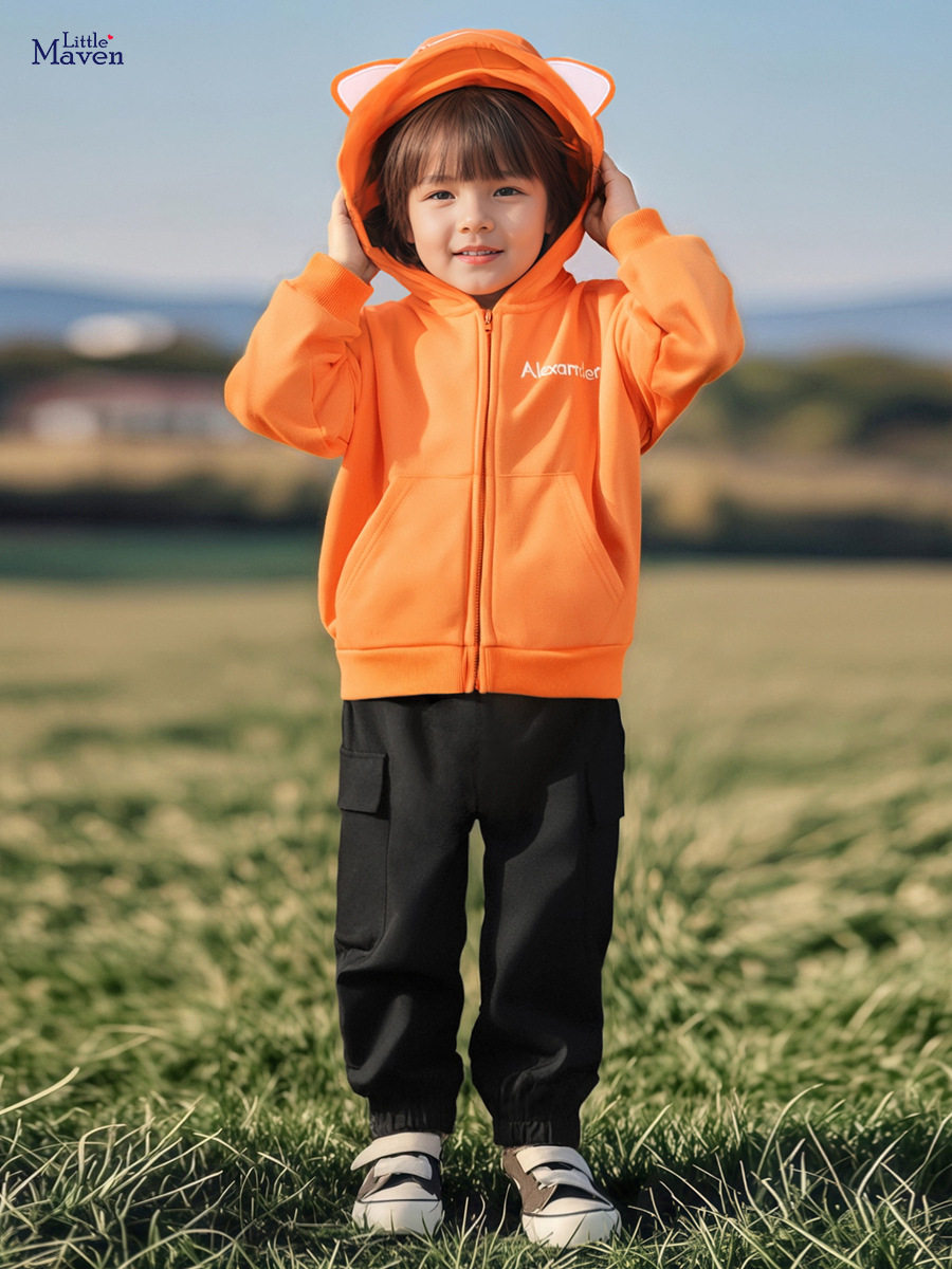 Autumn Fleece-lined Boys' Hoodie, Cute Hooded Kids' Jacket, [Style] Boys' Top