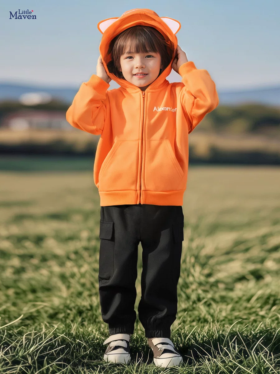 Autumn Fleece-lined Boys' Hoodie, Cute Hooded Kids' Jacket, [Style] Boys' Top