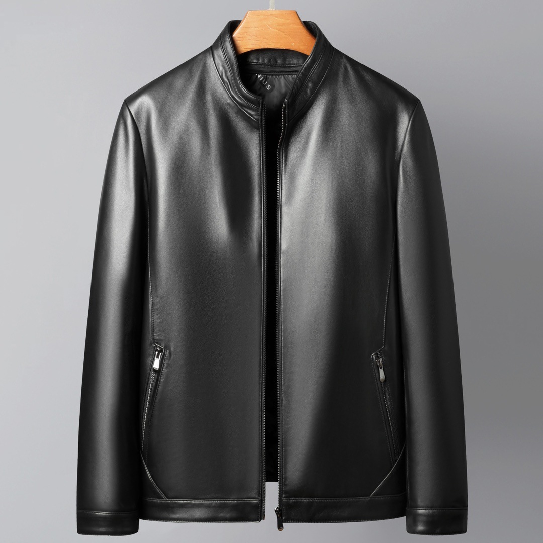 Áo Da Nam Chất Liệu Da Bò Hàng Mùa Xuân Thu Đông Trung Niên