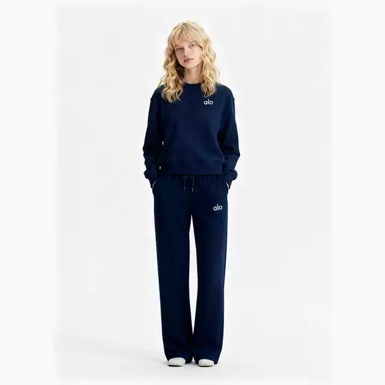 Sss Cross-Border Hot-Selling a Brand Three-Dimensional Reflective Letter Crewneck Sweatshirt Straight-Leg Pants Comfortable Casual Sweatshirt Set
