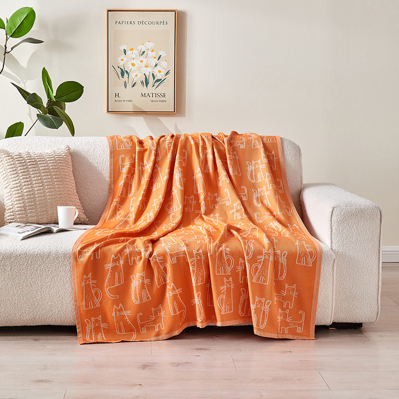 Manufacturer Wholesale Orange Kitten Airline Blanket Airplane Blanket First Class Blanket Air Conditioning Blanket Air Travel Blanket