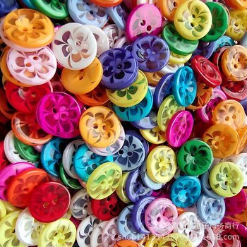 Two-eye button shirt knitted buckle translucent flower buckle two-eye clothes buckle with holes hand sewing buckle children's clothing baby buckle