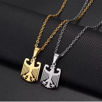 Amazon Cross-Border New Fashion Personalized Stainless Steel German Eagle German National Emblem Logo Pendant Necklace for Women Wholesale