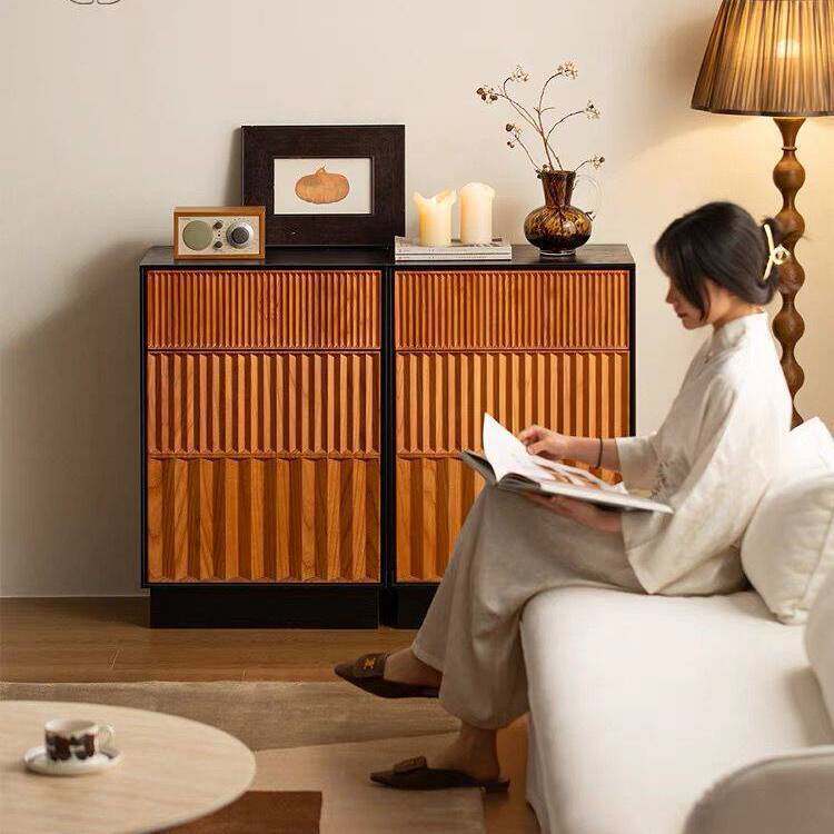 Medieval Style Cupboard Bedroom Bedside Table Storage Cabinet Solid Wood Multi-Layer Wall Cabinet Sofa Side Cabinet Small Cabinet