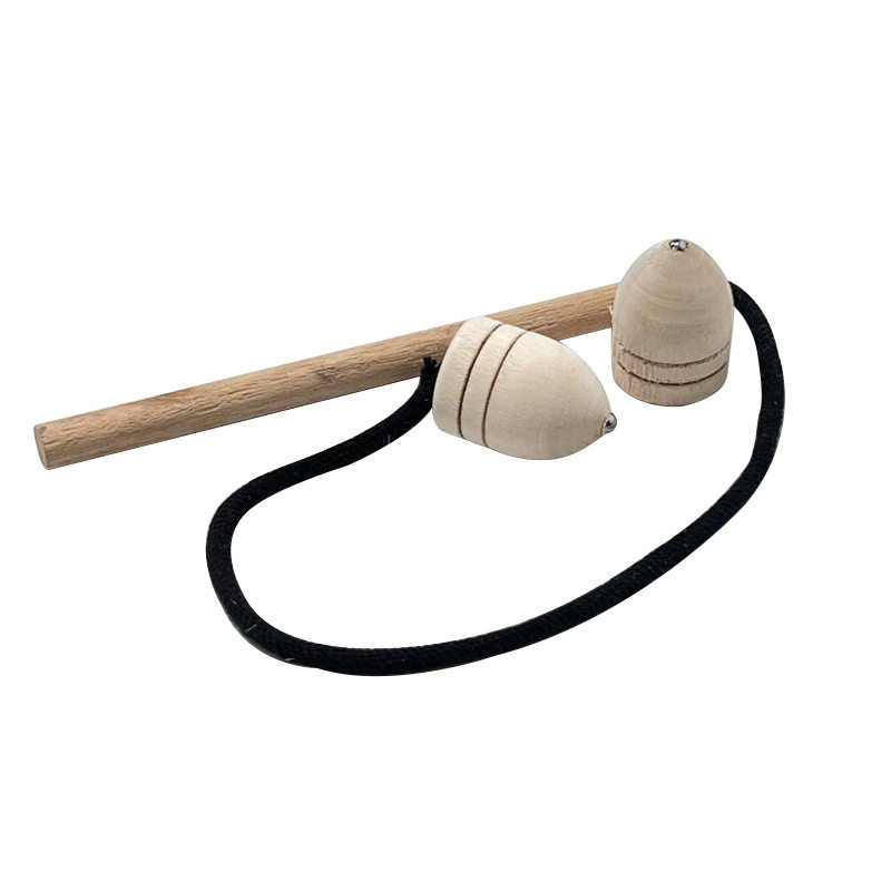 Bagged Wooden Top Set Nostalgic Toy Whip Top Traditional Two-In-One Solid Wood Wooden Fun Toys Wholesale