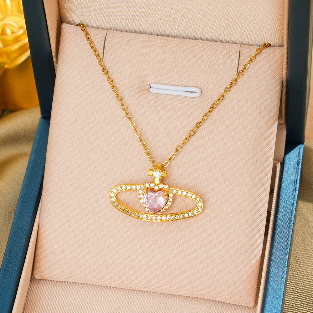 413 ラブ ウエスト クイーン マザー ネックレス - ゴールド パウダー