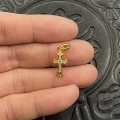 Cx098 gold small cross light pink diamond (about 23*9mm)