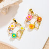 Cross-Border New Style Heart-Warming Fairy-Like Fresh and Sweet Colorful Oil Drop Micro-Inlaid DIY Necklace Pendant Earrings Accessories