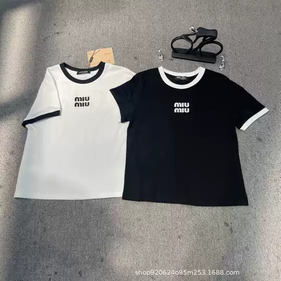 Mm26 Spring and Summer New Style Color-Blocked Round Neck Loose Casual Short-Sleeved T-Shirt