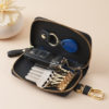 Genuine Leather Car Key Bag, Household Key Storage Bag, Dual-Purpose Detachable Access Card Lock Keychain Car Key Bag