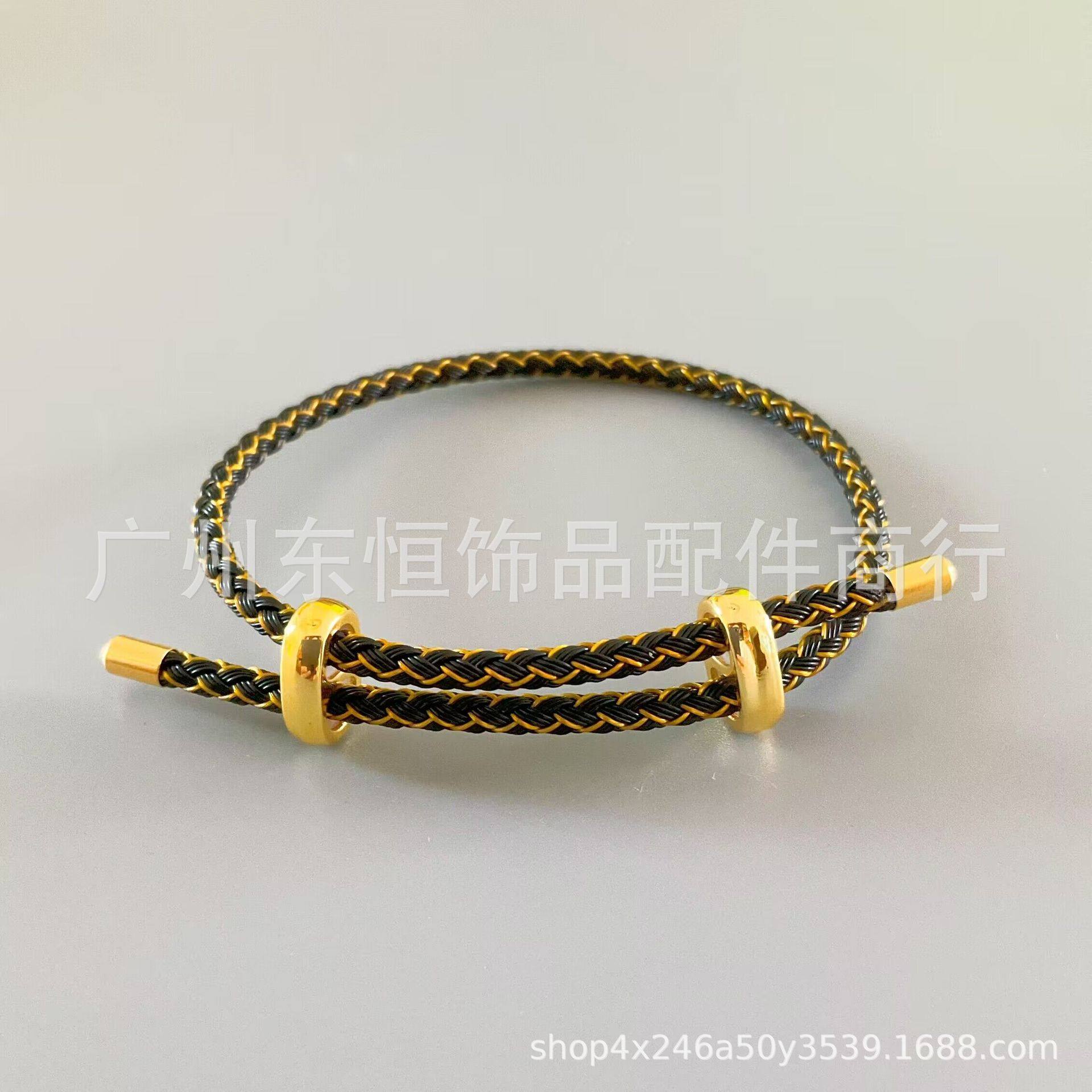Factory direct classic steel wire hand rope adjustable buckle woven bracelet DIY hard gold bracelet all-match red rope