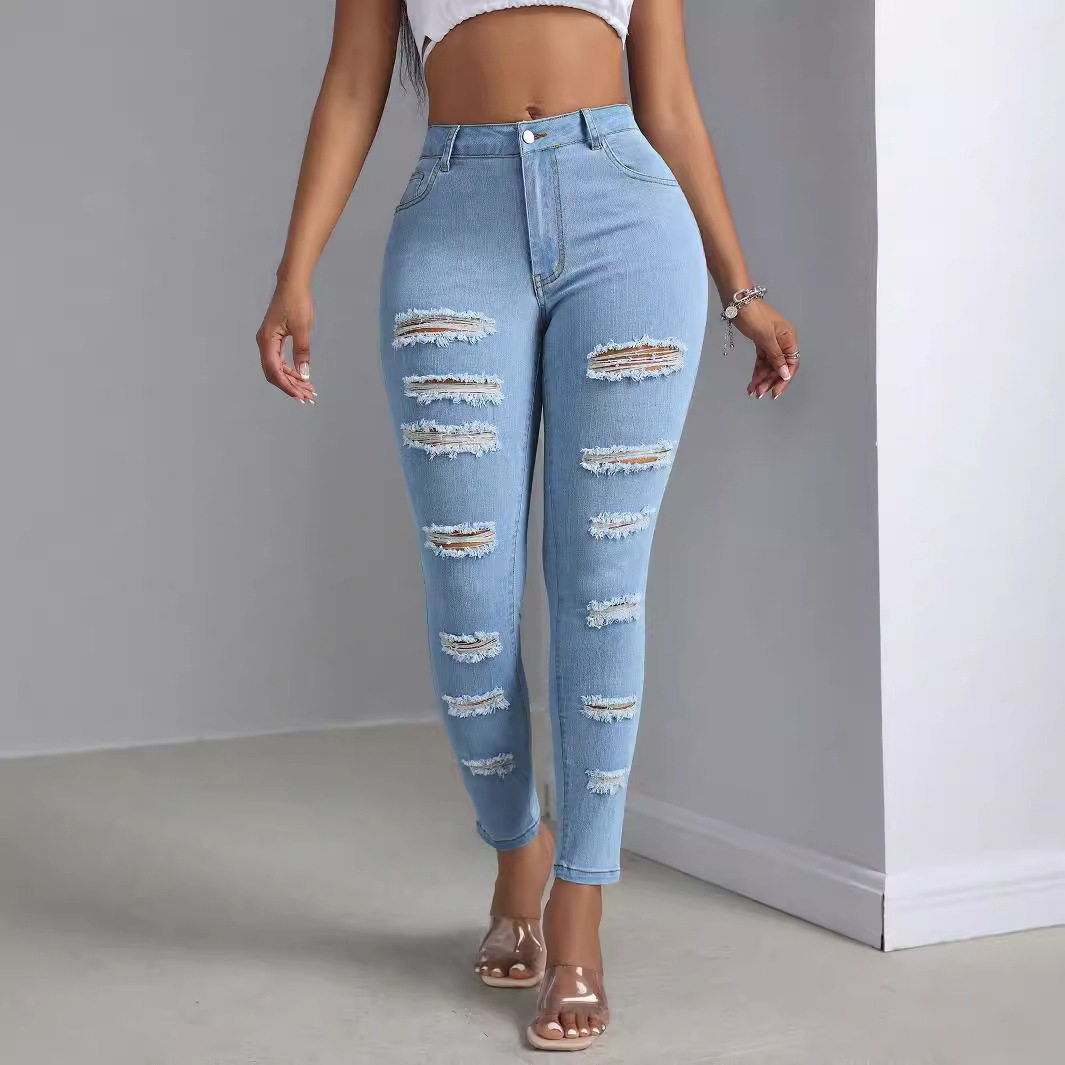 Skinny Ripped Jeans for Women Stylish Versatile Comfortable Fit Casual Wear Everyday Use Wholesale Available