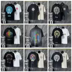 24 Cross-Border Authentic Chrome Hearts High-Quality Horseshoe Sanskrit Round-Neck T-Shirt Short-Sleeve Versatile