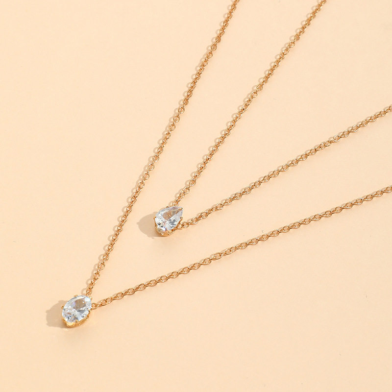 Niche Design Zircon Necklace Water Drop Goose Egg Oval Single Stacked Fashionable Elegant Necklace Wholesale