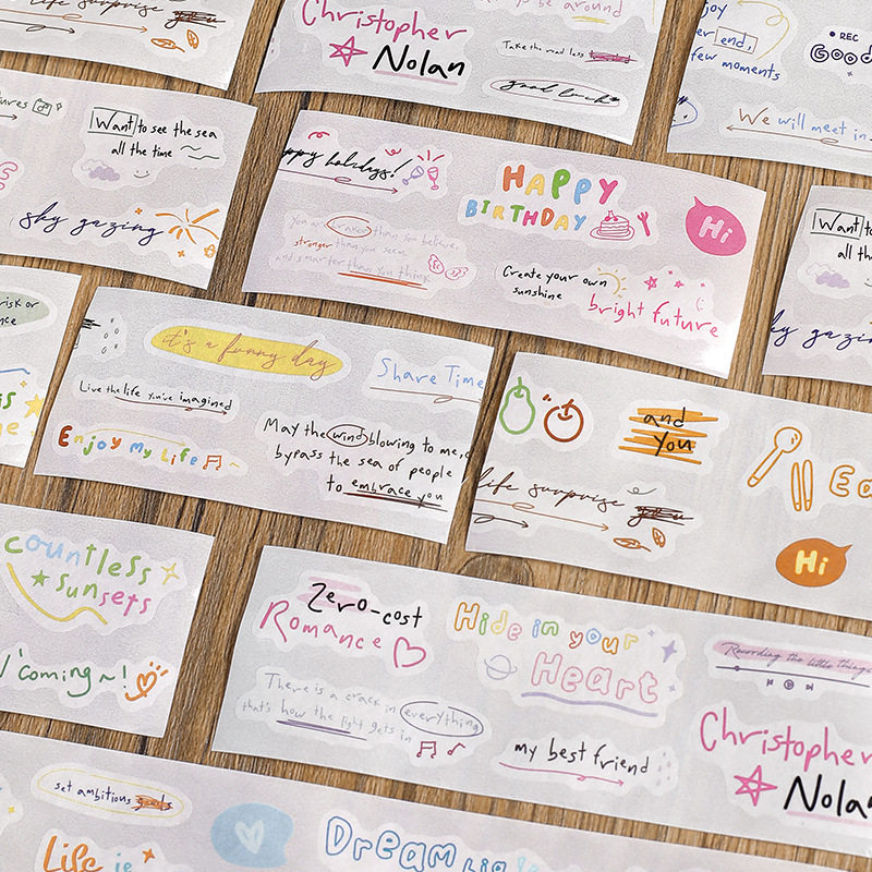 Letter lovers die-cut and paper tape handwritten graffiti Korean ins wind word plain hand account mobile phone back card collage