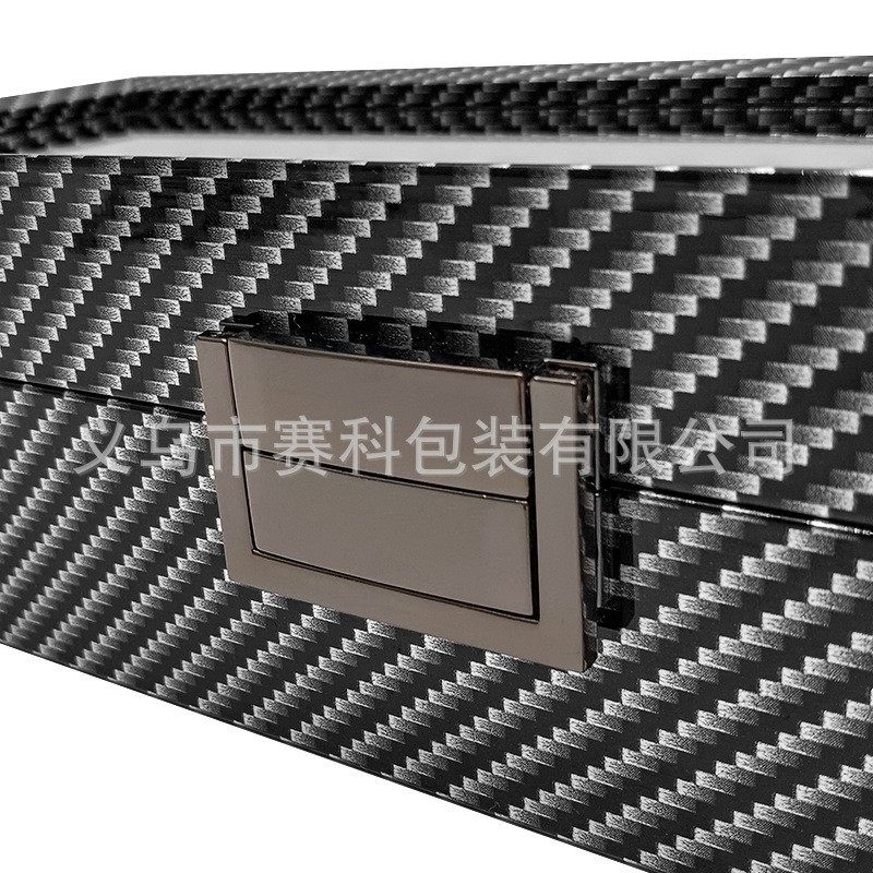 in stock Wholesale Carbon Fiber Grain Wooden 12-Bit Watch Storage Collection Display Box 12 Pack Wooden Watch Box