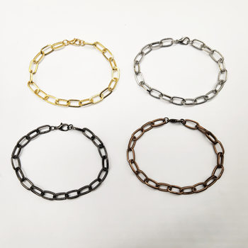 European and American Men and Women Ins Fashion Simple Versatile Bracelet Paper Clip Bracelet Rectangular Chain Hip Hop Cuban Chain