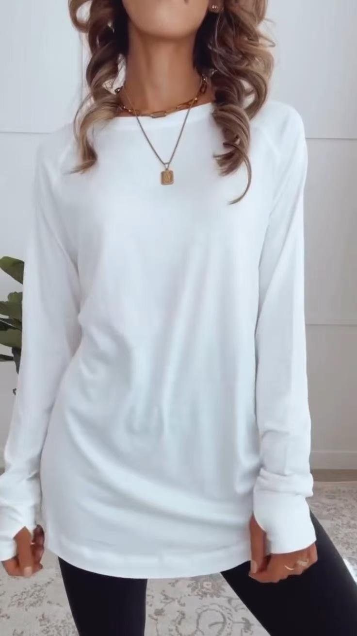 Casual Womens Long Sleeve T Shirt Solid Color Round Neck Versatile Style Summer Wear Wholesale Available