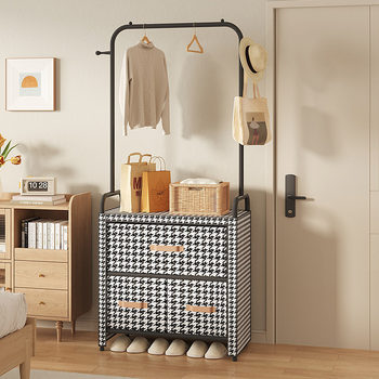 Simple Coat Rack Floor-standing Household Multi-function Hanger Drawer Type Dustproof Storage Hanging Bag Integrated Clothes Rack