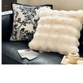 French-Style Plush Throw Pillow for Living Room, Modern Ins-Style Cushion, Backrest Pillowcase, Light Luxury Cushion, Simple Pillow