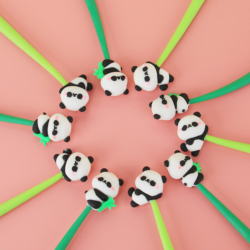 Creative panda soft silicone gel pen elementary school student cute shake pen cartoon water pen learning stationery gift wholesale