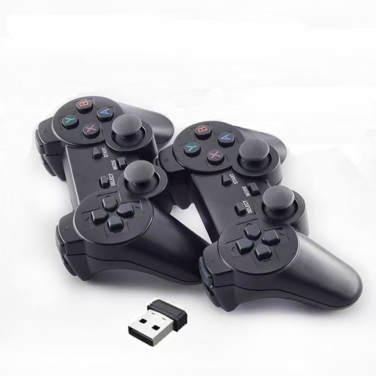 Ps2 Dual Wireless Game Controller for Two Players, Tv 2.4g Wireless Connection, One-To-Two Ps