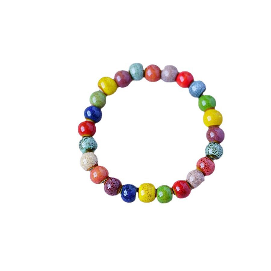 Jingdezhen Ceramic Bracelet, Colored Pottery Bead Bracelet, Female Literary Macaron Color Street Stall Jewelry Manufacturer Direct Sale