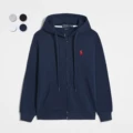 Zipper style navy blue red label-cotton