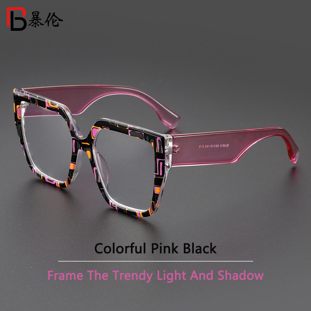 Cross-Border Modern Striped Wide-Leg Glasses Frame European and American Trendy Decorative Unisex Influencer Street Style Anti-Blue Light Non-Prescription Glasses