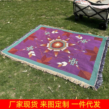 Cross-Border Factory Jacquard Tapestry Outdoor Camping Blanket Floral Series Thread Blanket Nap Air-Conditioning Blanket High-End Gift Blanket
