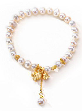 超仙铃兰花天然淡水珍珠S925纯银手链女生级感小清新手串