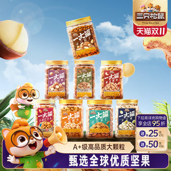 Three Squirrels Canned Large Nuts 500g Large Can of Macadamia Nuts Casual Healthy Dried Fruits Roasted Snacks