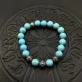 Turquoise 4 silver beads
