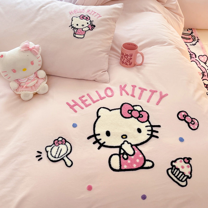 Genuine Authorized Sanrio Kulomi Cotton Sanding Four-piece Set Thickened Warm Cotton Three-piece Set Bedding