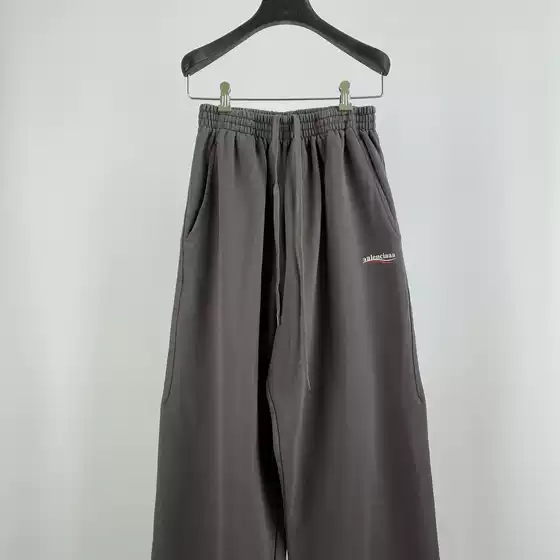 Correct version Paris B 23SS Cola crack worn trousers OS loose version smoky gray men and women same style