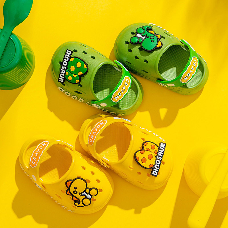 Summer Cartoon Dinosaur Children's Clog Shoes Boys' Pvc Slippers Girls' Closed-Toe Sandals Toddler Beach Shoes for Kids
