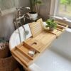 Bathtub storage rack bamboo multi-functional storage rack bathtub bracket wooden bath bucket rack bathroom bath bracket cross-border